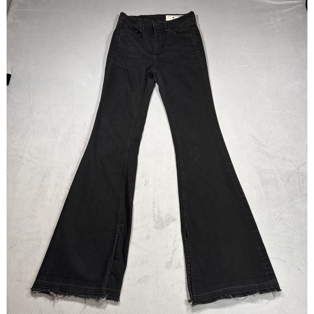 Rag & Bone Revolve Bella Flare Jeans Women's Size 25 Black High Rise Slit-Hem